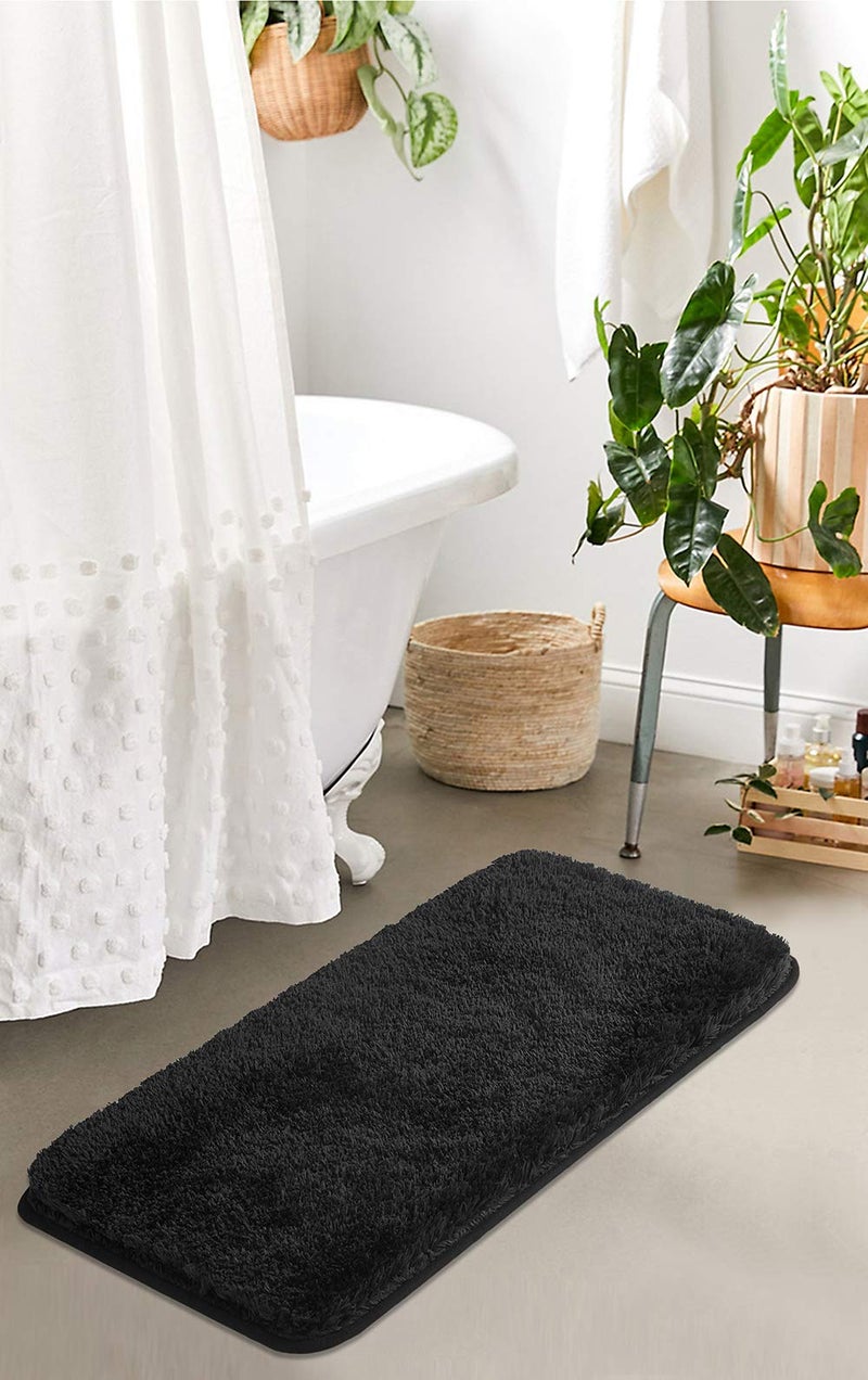 SuchTale Large Extra Soft Absorbent Shaggy Bath Mat (24 x 40, Black) Machine Washable Microfiber Non Slip Luxury Floor Mats Rubber Back - Image 2